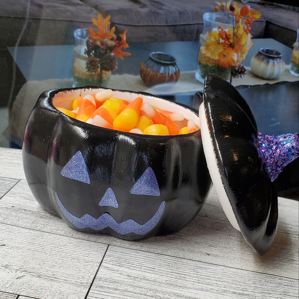 Ceramic Fall/Halloween Pumpkin Jack-o'-lanter lantern Decor Candy/Trinket Holder